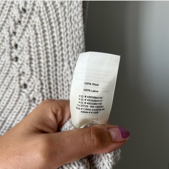 Wilfred Aritzia Open-stitch Wool Sleeveless Cowl Neck Sweater S Beige/Gray - Picture 8 of 10